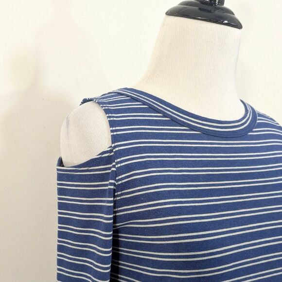 LNA Cold Shoulder Top - Blue & Cream Striped - Size Medium Womens M - Picture 3 of 8